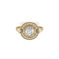 1.9 ctw Certified VS/SI Diamond Art Deco 3 Stone Ring 18K Yellow Gold