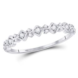 10kt White Gold Round Diamond Stackable Band Ring 1/6 Cttw