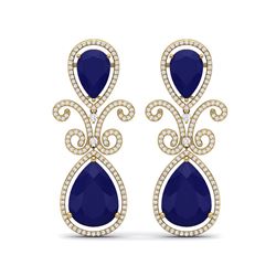 31.6 ctw Sapphire & VS Diamond Earrings 18K Yellow Gold