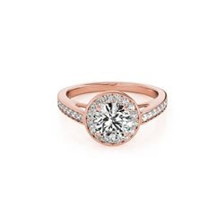 0.9 ctw Certified VS/SI Diamond Halo Ring 18K Rose Gold