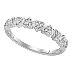 10kt White Gold Round Diamond Heart Ring 1/10 Cttw
