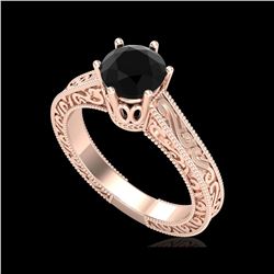 1 ctw Fancy Black Diamond Engagement Art Deco Ring 18K Rose Gold