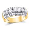 Image 1 : 14kt Yellow Gold Round Diamond Triple Row Band Ring 2.00 Cttw