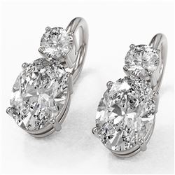1.8 ctw Oval Cut Diamond Designer Earrings 18K White Gold