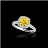 Image 1 : 1.4 ctw Certified SI/I Fancy Intense Yellow Diamond Ring 10K White Gold