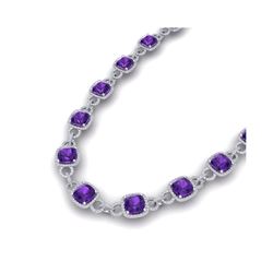 66 ctw AMETHYST & VS/SI Diamond Necklace 14K White Gold