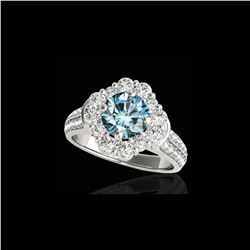 2.16 ctw SI Certified Fancy Blue Diamond Halo Ring 10K White Gold