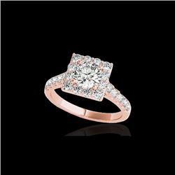 2 ctw Certified Diamond Solitaire Halo Ring 10K Rose Gold