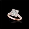 Image 1 : 2 ctw Certified Diamond Solitaire Halo Ring 10K Rose Gold
