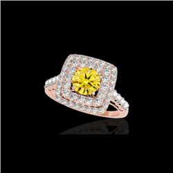 2.3 ctw Certified SI/I Fancy Intense Yellow Diamond Ring 10K Rose Gold