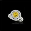 Image 1 : 3 ctw Certified SI/I Fancy Intense Yellow Diamond Halo Ring 10K White Gold