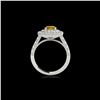 Image 2 : 3 ctw Certified SI/I Fancy Intense Yellow Diamond Halo Ring 10K White Gold