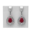 Image 1 : 12.1 ctw Ruby & Diamond Earrings 18K White Gold