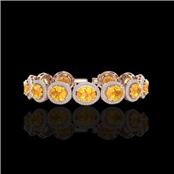 24 ctw Citrine & Micro Pave VS/SI Diamond Bracelet 10K Rose Gold