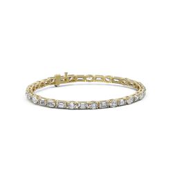 12 ctw Emerald and Oval Cut Diamond Bracelet 18K Yellow Gold