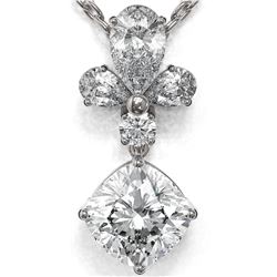 1.4 ctw Cushion Cut Diamond Designer Necklace 18K White Gold