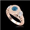 Image 1 : 1.06 ctw Fancy Intense Blue Diamond Art Deco Ring 18K Rose Gold