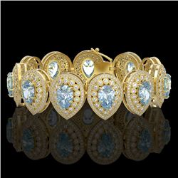 42.94 ctw Aquamarine & Diamond Victorian Bracelet 14K Yellow Gold