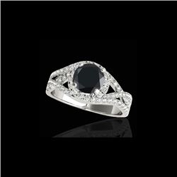 2 ctw Certified VS Black Diamond Solitaire Halo Ring 10K White Gold