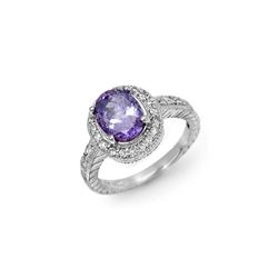 2.90 ctw Tanzanite & Diamond Ring 18K White Gold