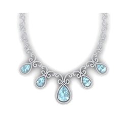 40.45 ctw Sky Topaz & VS Diamond Necklace 18K White Gold