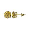 Image 2 : 3 ctw Certified Intense Yellow Diamond Stud Earrings 10K Yellow Gold
