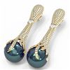 Image 2 : 4.28 ctw Diamond and Pearl Earrings 18K Yellow Gold