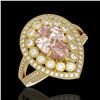 Image 1 : 4.22 ctw Certified Morganite & Diamond Victorian Ring 14K Yellow Gold