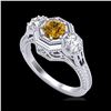 Image 1 : 1.05 ctw Intense Fancy Yellow Diamond Art Deco Ring 18K White Gold