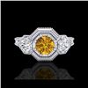 Image 2 : 1.05 ctw Intense Fancy Yellow Diamond Art Deco Ring 18K White Gold
