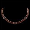 Image 1 : 32.67 ctw Garnet & Diamond Necklace 14K Rose Gold