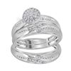Image 1 : 14kt White Gold His & Hers Round Diamond Cluster Matching Bridal Wedding Ring Band Set 1/3 Cttw