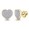 Image 1 : 10kt Yellow Gold Round Diamond Heart Cluster Screwback Earrings 1/3 Cttw