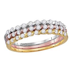 10kt Tri-tone Gold Round Diamond Band Ring 1/2 Cttw