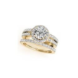 1 ctw Certified VS/SI Diamond 2pc Wedding Set Halo 14K Yellow Gold