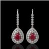 Image 1 : 10.15 ctw Certified Ruby & Diamond Victorian Earrings 14K White Gold