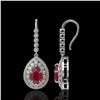 Image 2 : 10.15 ctw Certified Ruby & Diamond Victorian Earrings 14K White Gold