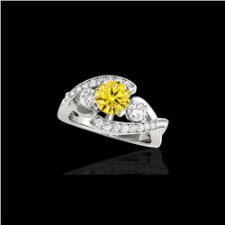 2.26 ctw Certified SI Intense Yellow Diamond Bypass Ring 10K White Gold