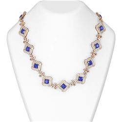 55.65 ctw Sapphire & Diamond Necklace 18K Rose Gold