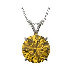 2 ctw Certified Intense Yellow Diamond Necklace 10K White Gold