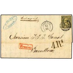 GERMAN STATES: SAXONY Entire letter to Barcelona, SPAIN