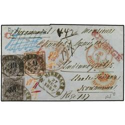 GERMAN STATES: WURTEMBERG Registered cover to Indianapolis/USA
