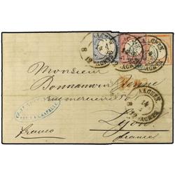 GERMANY Envelope to France bearing small eagle 1/2 gr orange