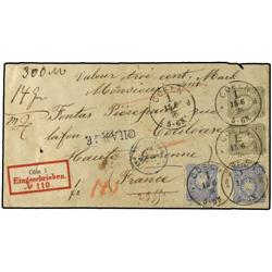 GERMANY Registered and charged envelope to France