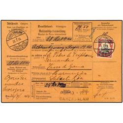 GERMAN ORIENTAL AFRICA International Postal Money Order form to PORTUGUESE INDIA