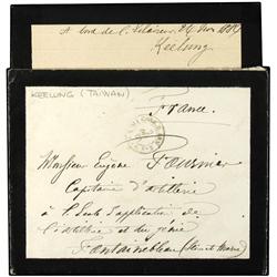 TAIWAN SOBRE con texto escrito en KEELUNG (Taiwan) 