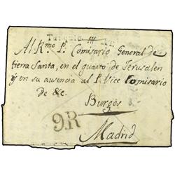 EGYPT Entire letter from Spanish Missionary at Rosetta to Burgos