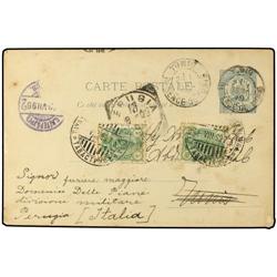 FINLAND Tunisian 5 c. green card used back to TUNIS f