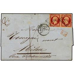 FRANCE LYON a MILAN. 1 Fr. carmín color intenso