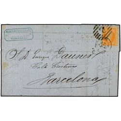 FRANCE MARSELLA a BARCELONA. 40 cts. naranja. 